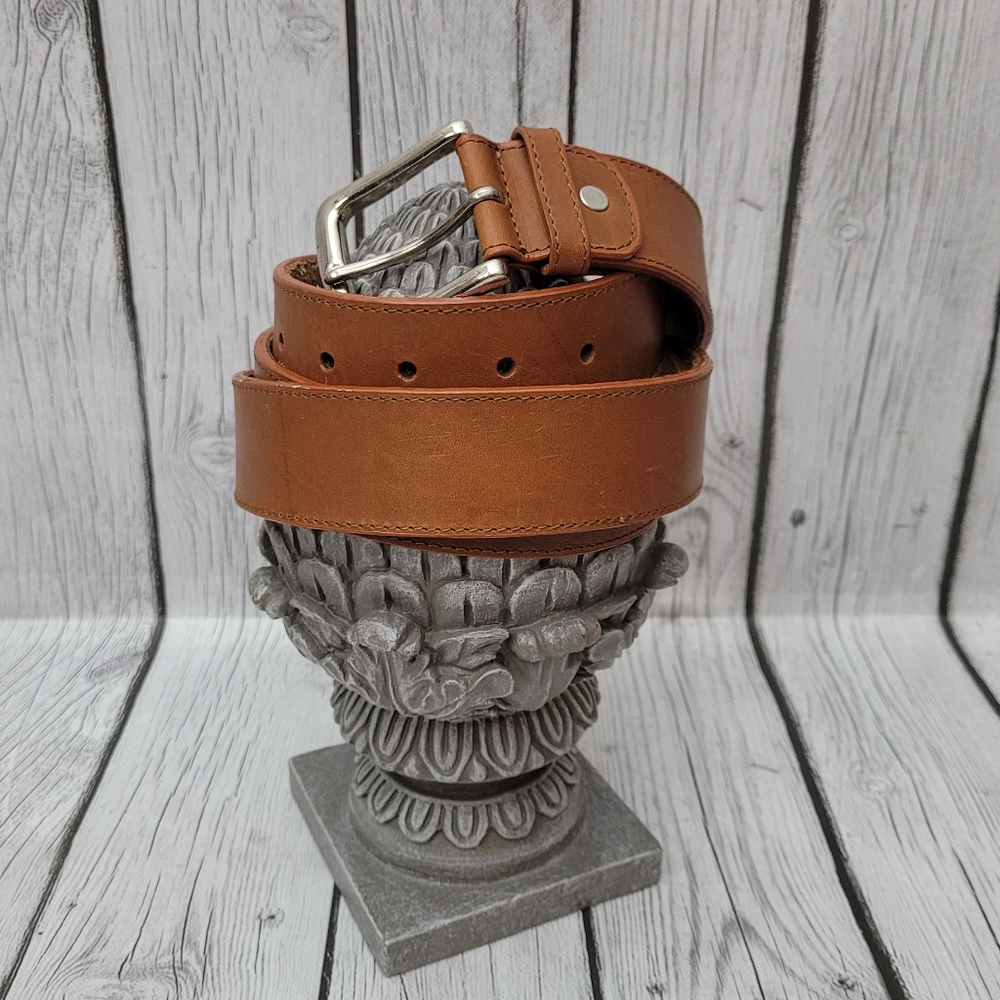 Men's Tan Leather Belt, Sz 52